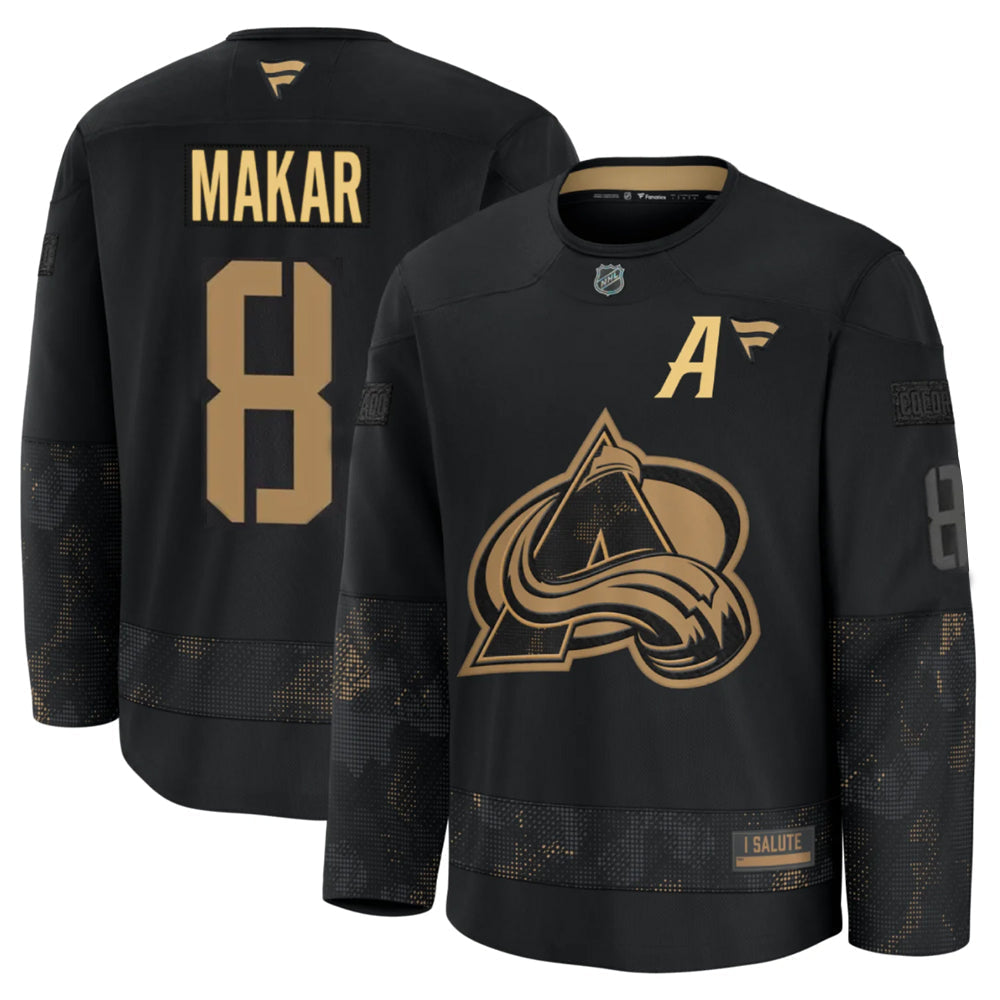 C.Avalanche #8 Cale Makar Player Fanatics Black Military Appreciation Hockey Jerseys