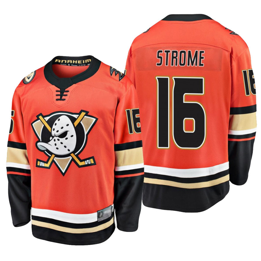 A.Ducks #16 Ryan Strome Player Fanatics Home Breakaway Orange Hockey Jerseys