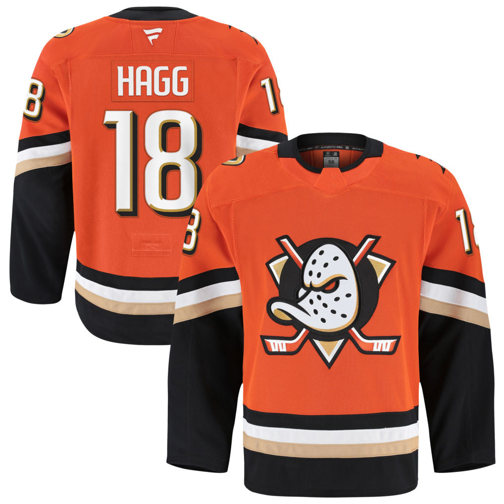 A.Ducks #18 Robert Hagg Player Fanatics Orange Home Game Hockey Jerseys