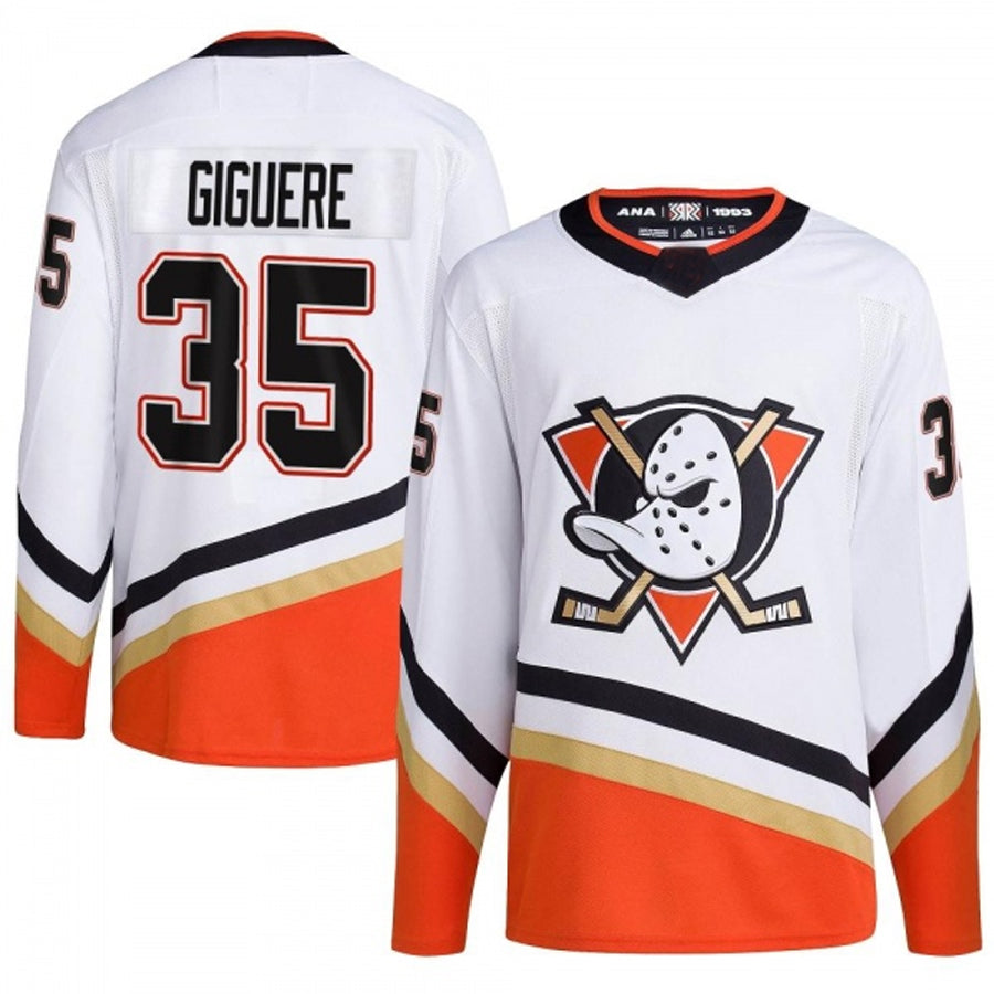 A.Ducks #35 Jean-Sebastien Giguere Player Fanatics Reverse Retro White Hockey Jerseys