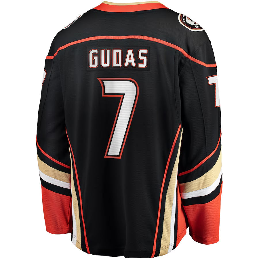 A.Ducks #7 Radko Gudas Player Fanatics Home Breakaway Black hockey Jerseys