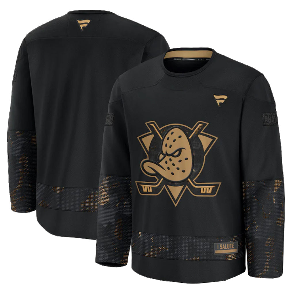 A.Ducks Blank Player Fanatics Black Military Appreciation Hockey Jerseys