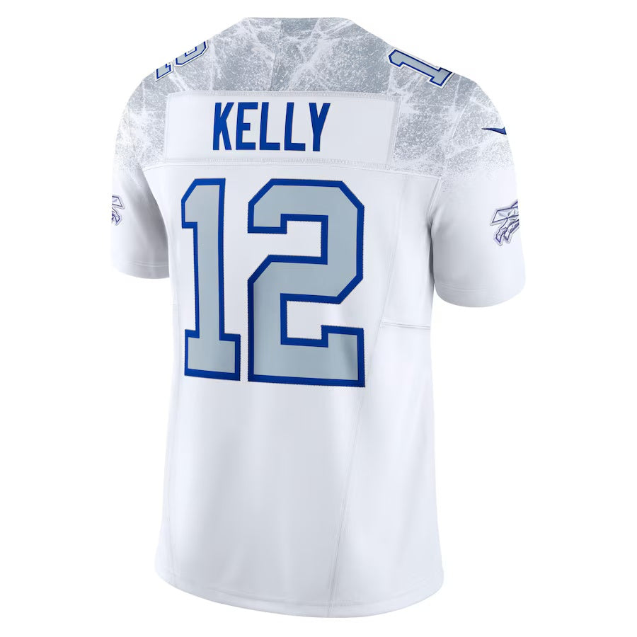 B.Bills #12 Jim Kelly 2025 Rivalries Collection Retired Player Limited Jersey-CustomName - White Football Stitched American Jersey-CustomName