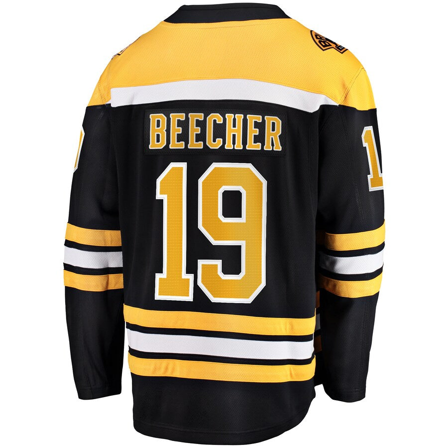 B.Bruins #19 John Beecher Player Fanatics Home Premier Breakaway Black Hockey Jerseys