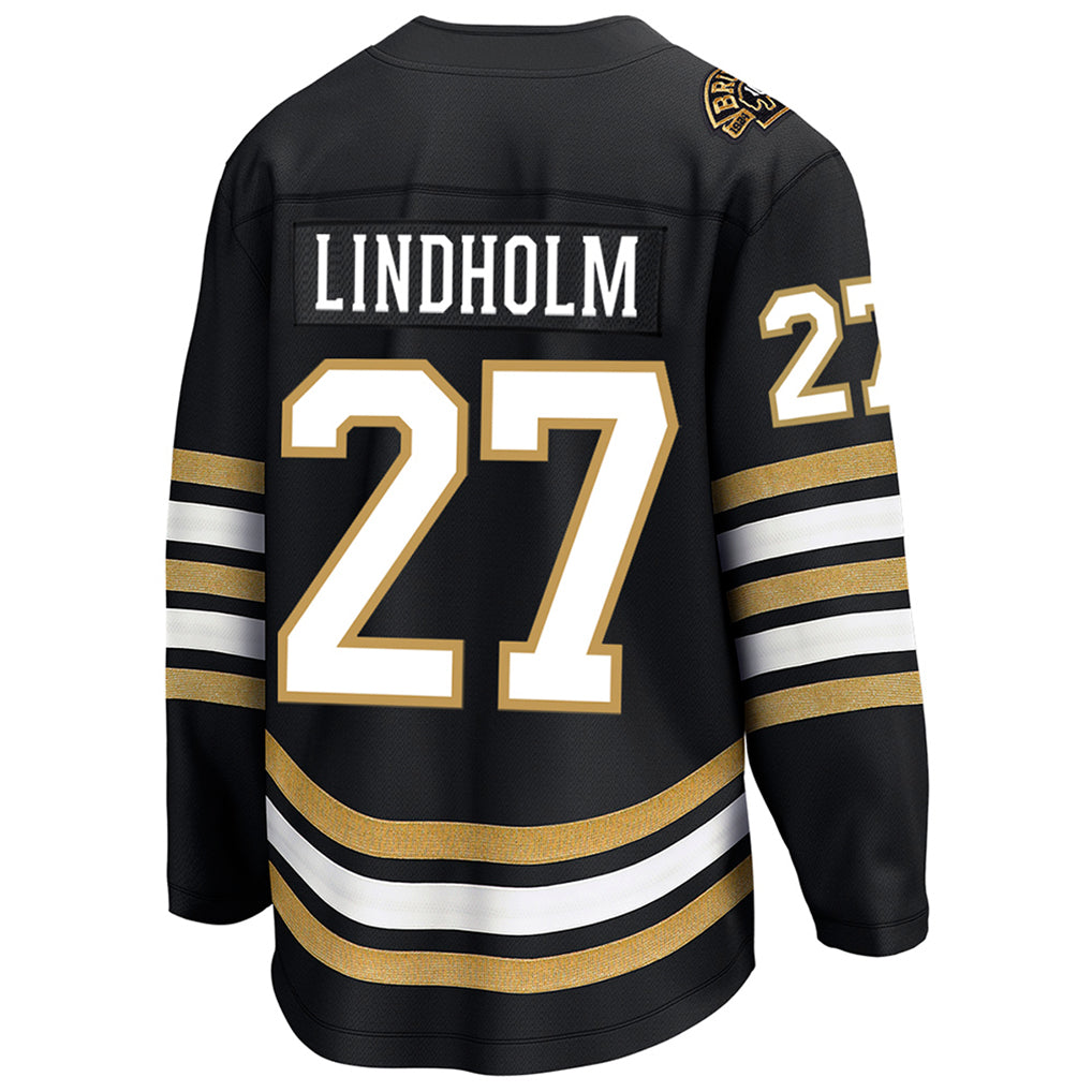 B.Bruins #27 Hampus Lindholm Player Fanatics Black Anniversary Breakaway Hockey Jerseys