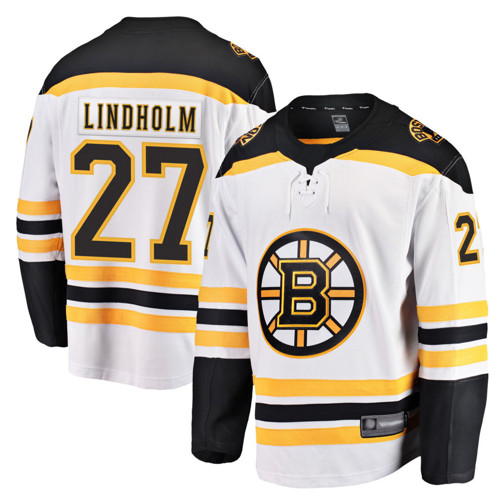 B.Bruins #27 Hampus Lindholm Player Fanatics Breakaway White Hockey Jerseys