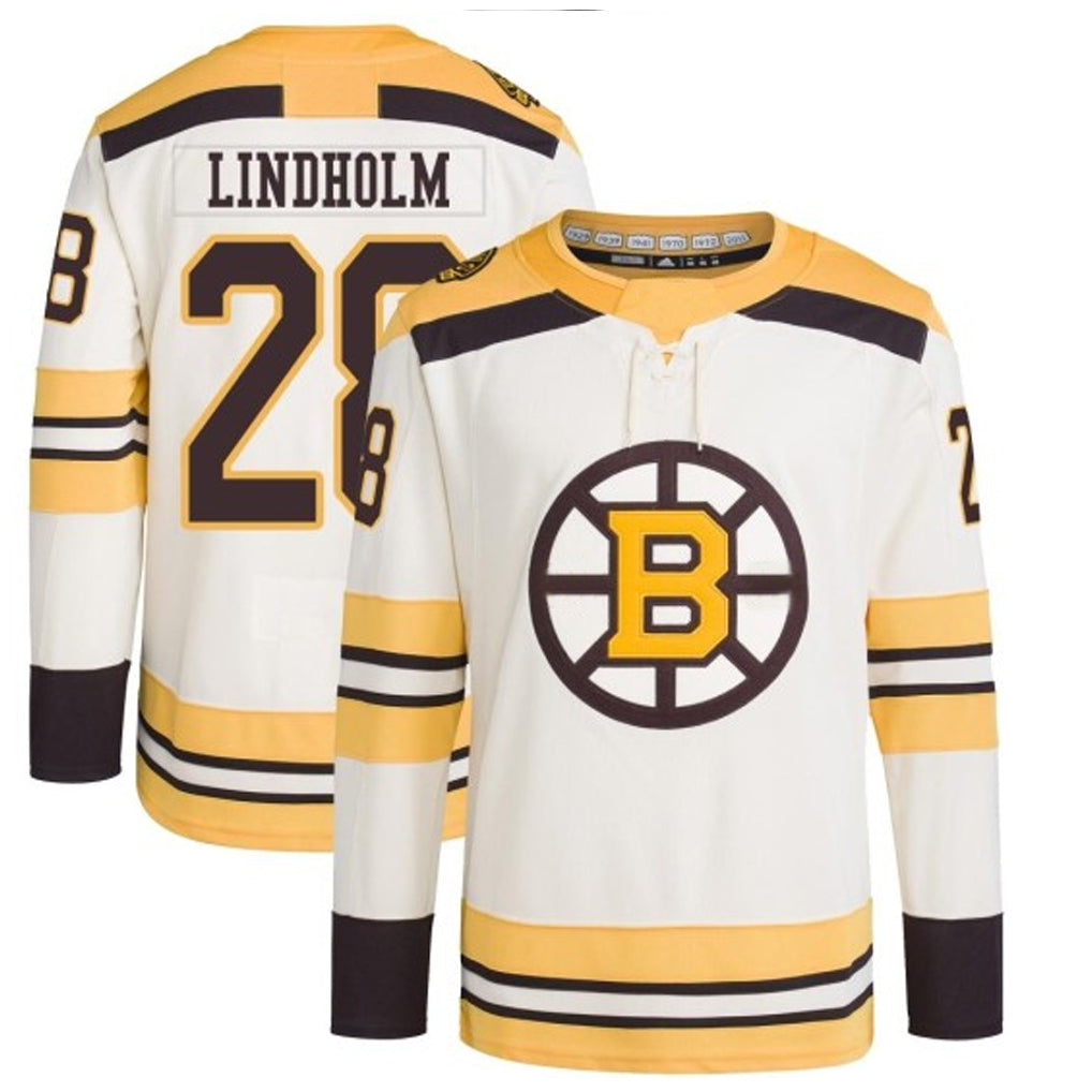 B.Bruins #28 Elias Lindholm Player Fanatics Cream Alternate Hockey Jerseys