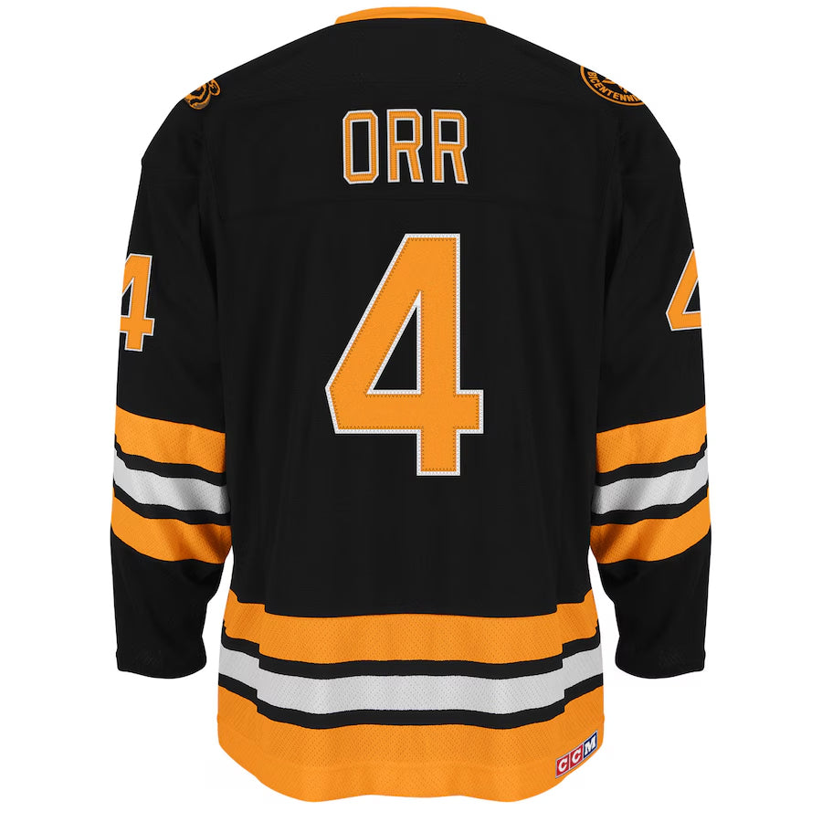 B.Bruins #4 Bobby Orr Player Black CCM Home Hockey Jerseys