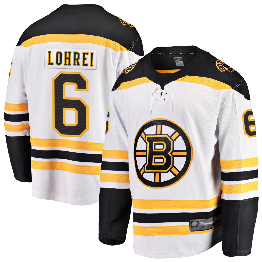 B.Bruins #6 Mason Lohrei Player Fanatics Breakaway White Hockey Jerseys