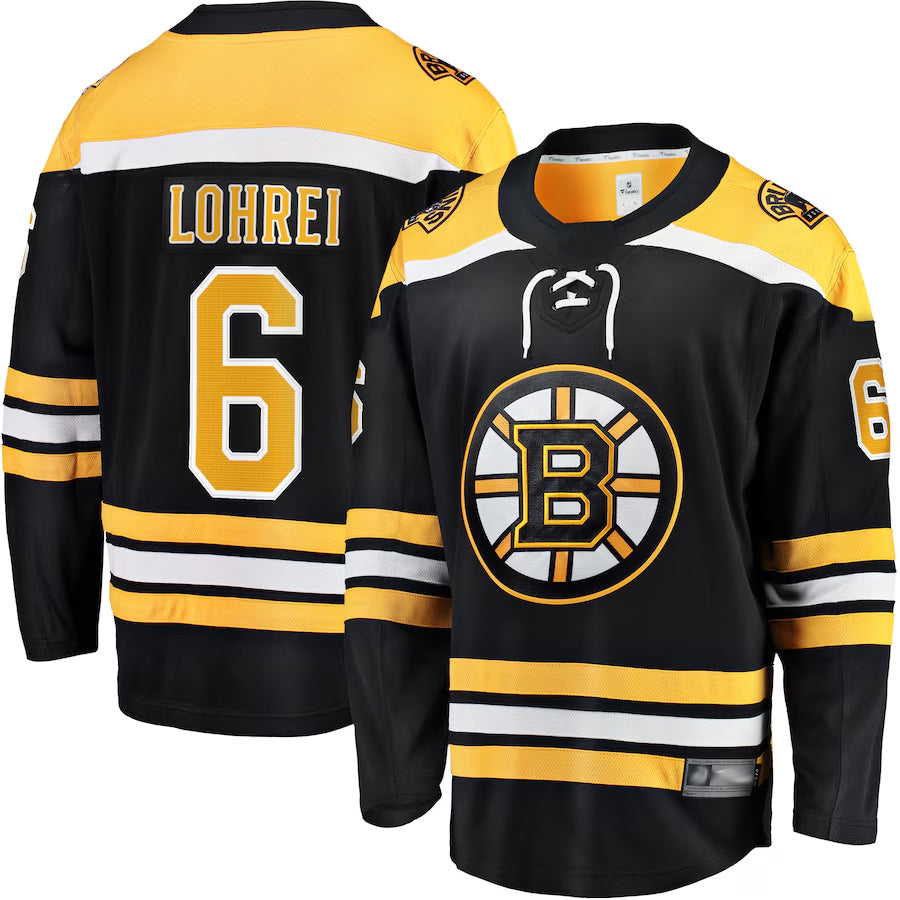 B.Bruins #6 Mason Lohrei Player Fanatics Home Breakaway Black Hockey Jerseys