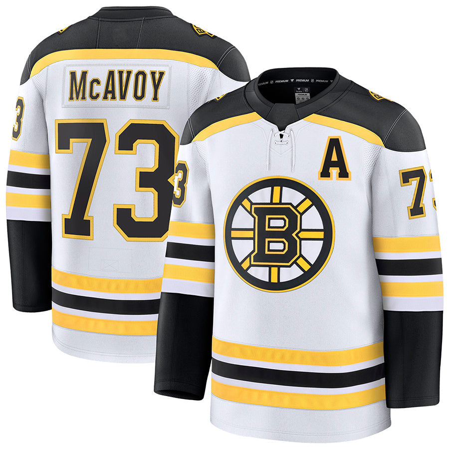 B.Bruins #73 Charlie McAvoy Player Fanatics Breakaway Premium White Hockey Jerseys
