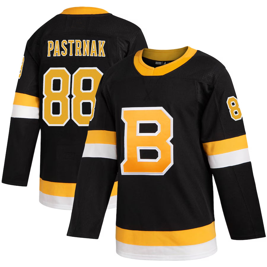 B.Bruins #88 David Pastrnak Player Fanatics Black Premier Breakaway Hockey Jerseys