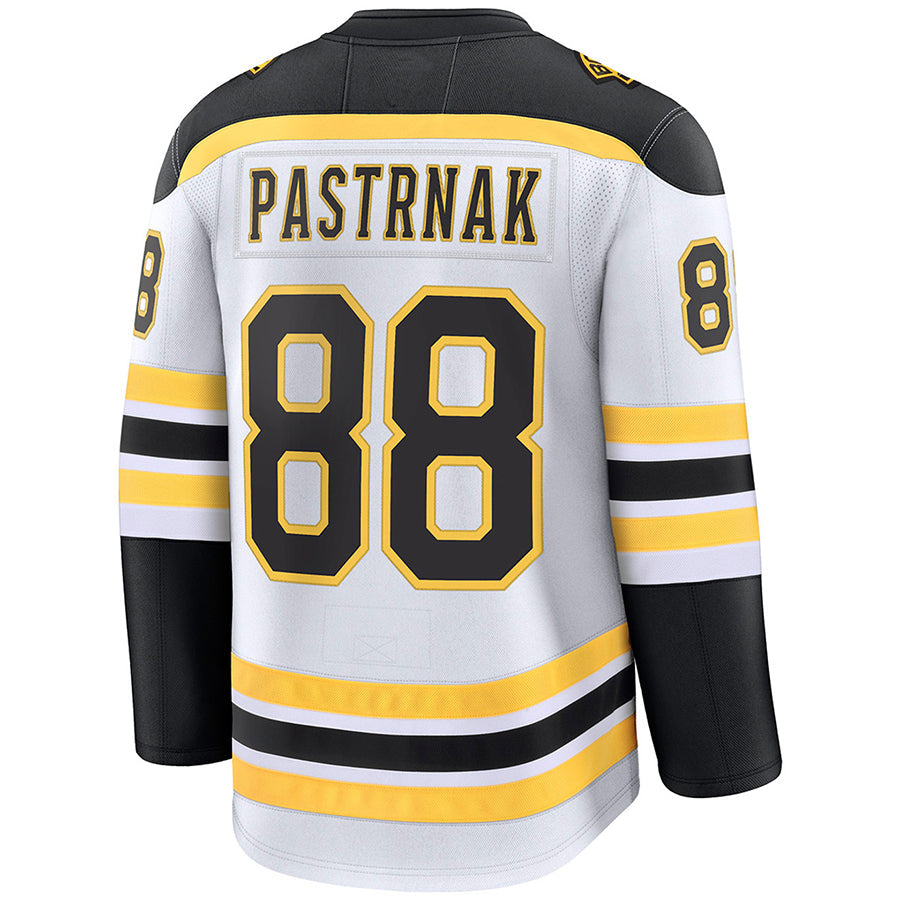 B.Bruins #88 David Pastrnak Player Fanatics Breakaway Premium White Hockey Jerseys