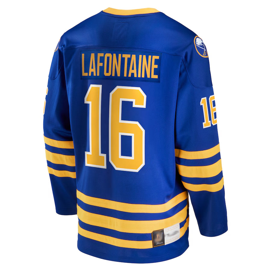 B.Sabres #16 Pat LaFontaine Player Fanatics Breakaway  Royal Hockey Jerseys