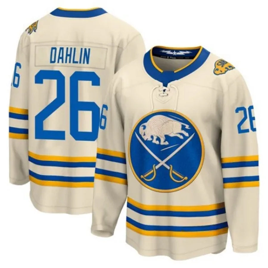 B.Sabres #26 Rasmus Dahlin Player Fanatics Heritage Classic Game Hockey Jerseys