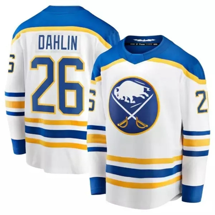 B.Sabres #26 Rasmus Dahlin Player Fanatics Premium Breakaway White Hockey Jerseys