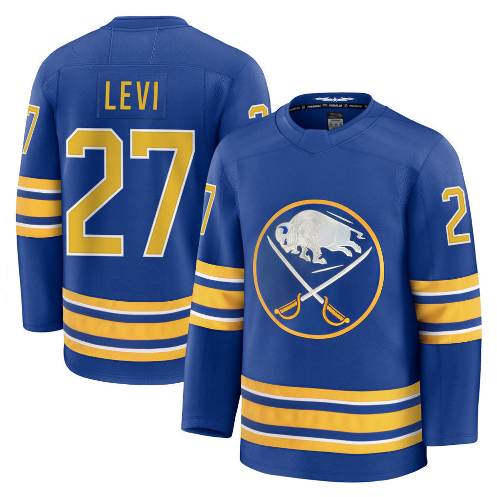 B.Sabres #27 Devon Levi Player  Fanatics Premium Royal Home Hockey Jerseys