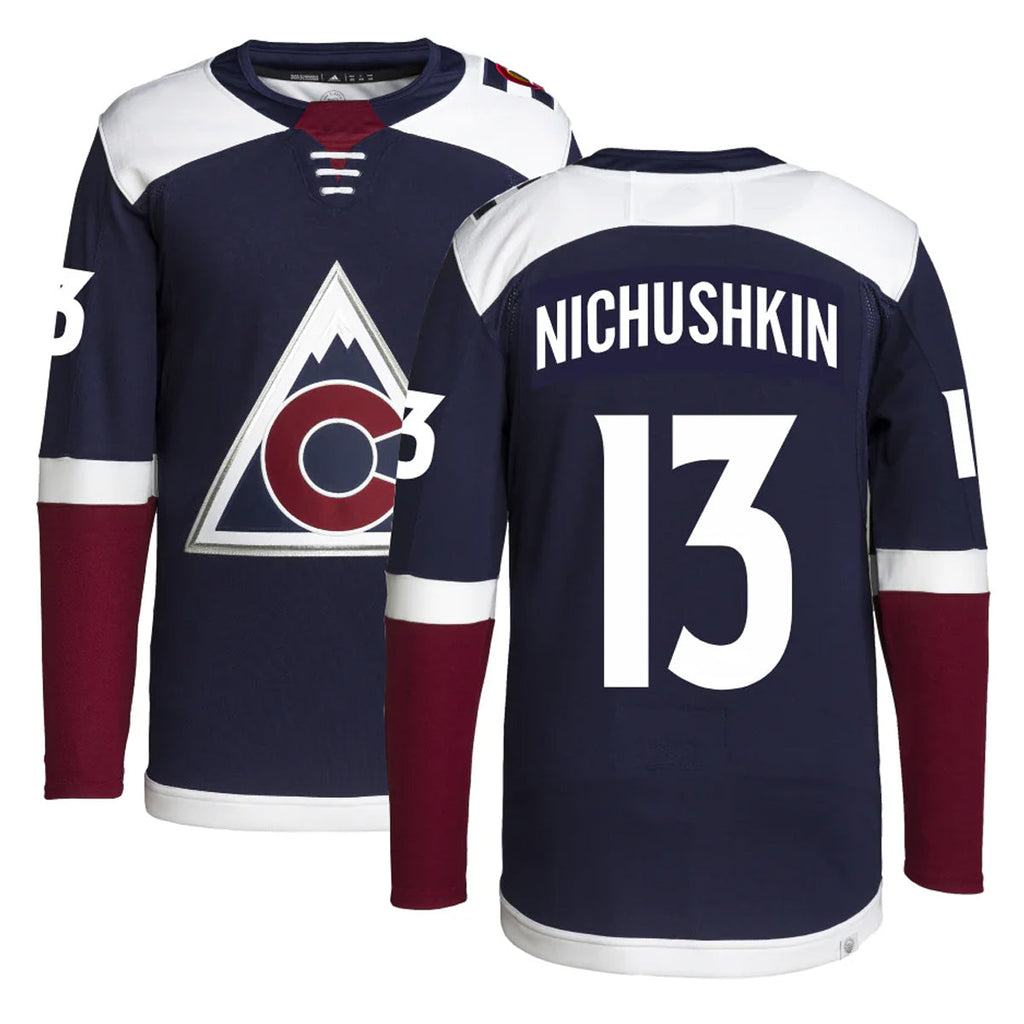 C.Avalanche #13 Valeri Nichushkin Player Fanatics Alternate Premium Navy Hockey Jerseys