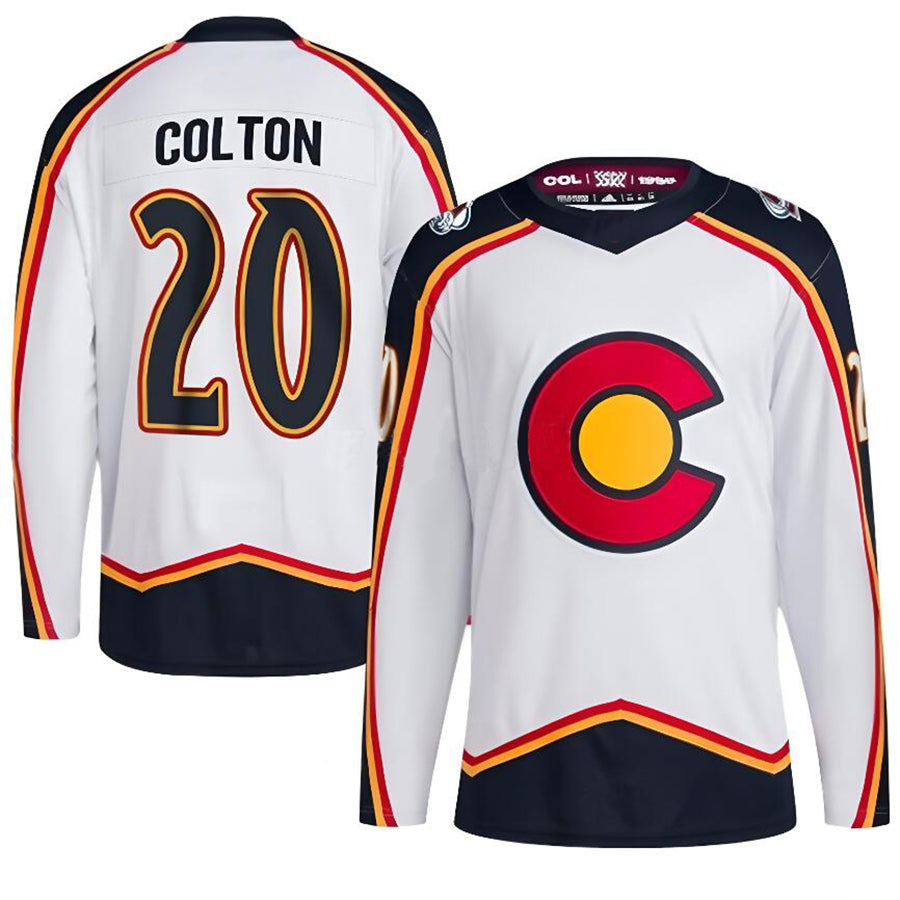 C.Avalanche #20 Ross Colton Player Fanatics White Reverse Retro 2.0  Hockey Jerseys