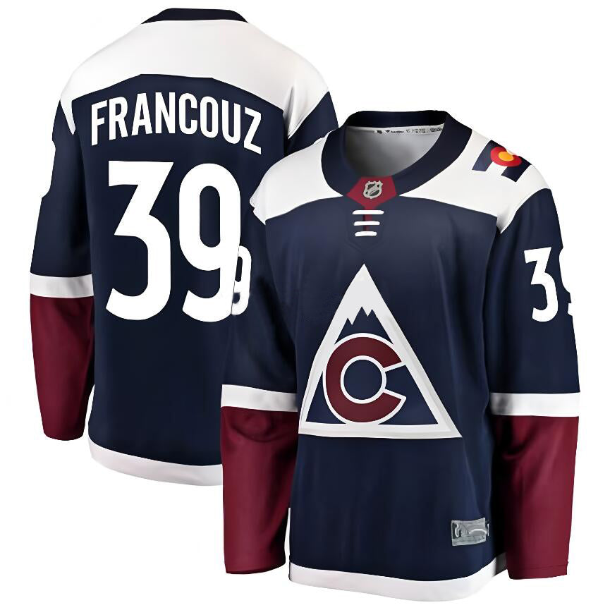 C.Avalanche #39 Pavel Francouz Player Fanatics Alternate Premium Navy Hockey Jerseys