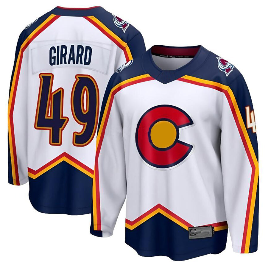 C.Avalanche #49 Samuel Girard Player Fanatics White Reverse Retro 2.0  Hockey Jerseys