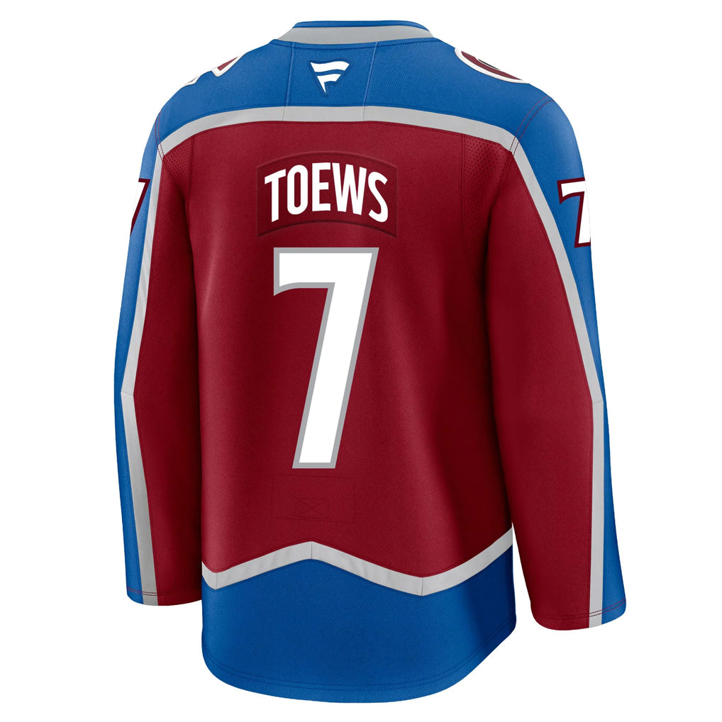 C.Avalanche #7 Devon Toews Player Fanatics Premium Home Game Hockey Jerseys