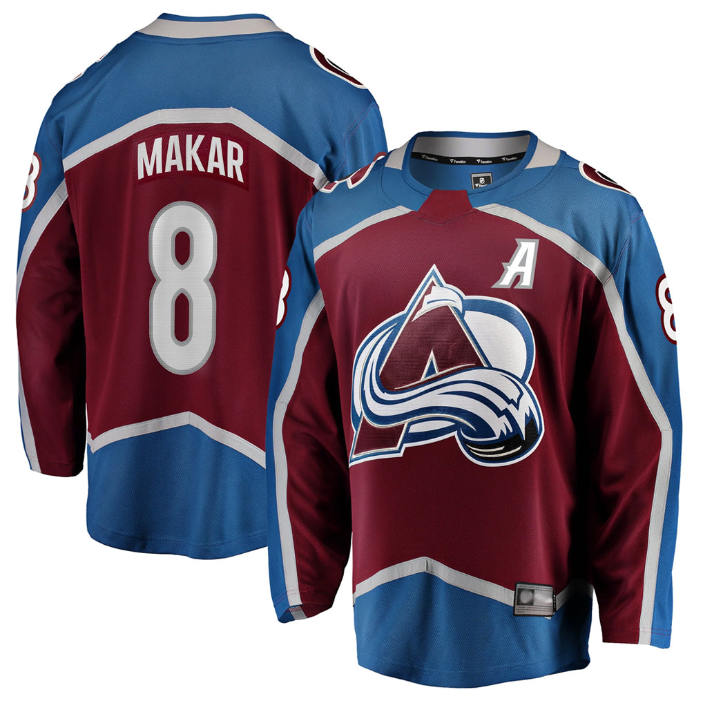 C.Avalanche #8 Cale Makar (A) Player Burgundy Breakaway Home Hockey Jerseys
