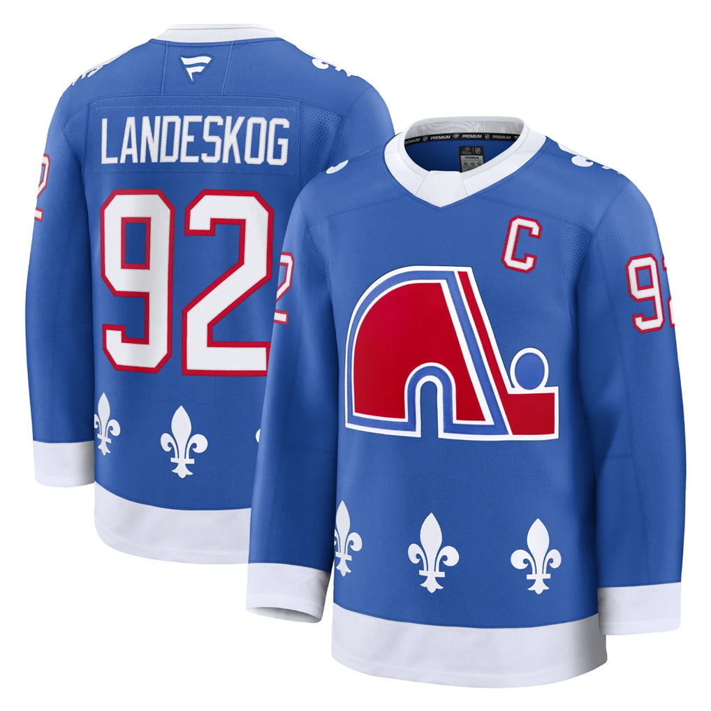 C.Avalanche #92 Gabriel Landeskog Player Blue Fanatics Heritage Premium Hockey Jerseys
