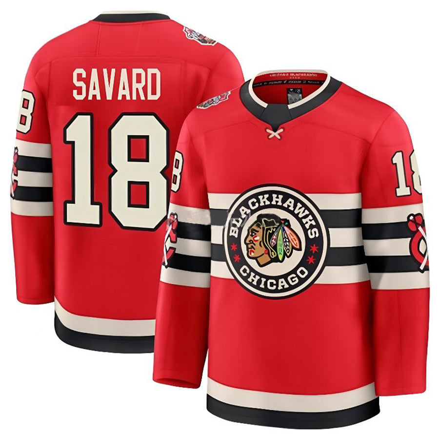 C.Blackhawks #18 Denis Savard Player Fanatics Classic Premium Red Hockey Jerseys