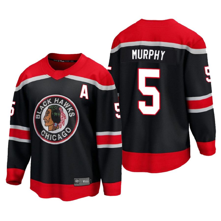 C.Blackhawks #5 Connor Murphy Player Fanatics Breakaway New Season Black Home Hockey Jerseys