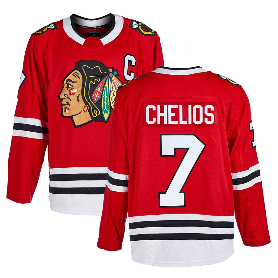 C.Blackhawks #7 Chris Chelios Player Fanatics Red Home Breakaway Hockey Jerseys