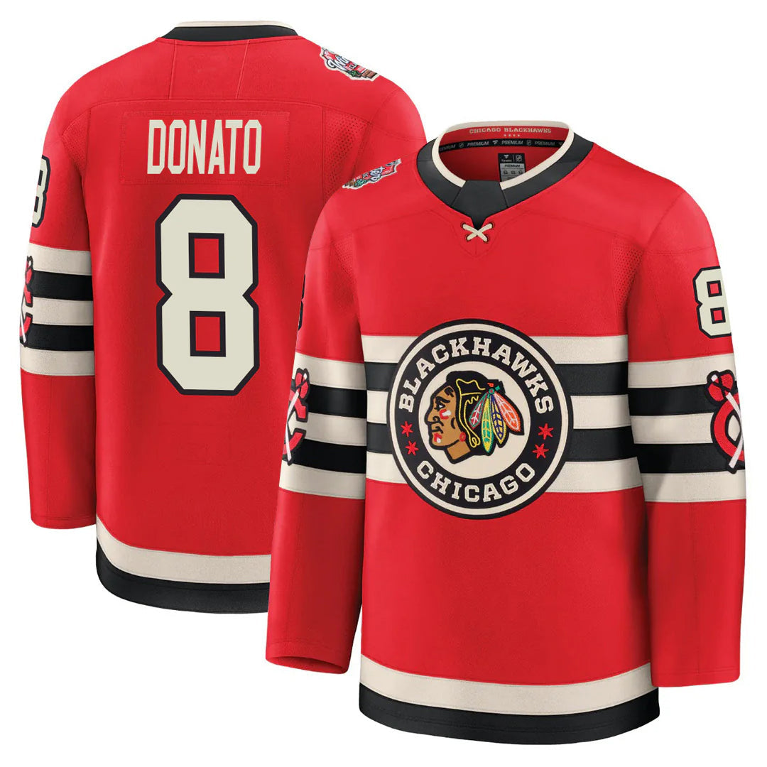 C.Blackhawks #8 Ryan Donato Player Fanatics Classic Premium Red Hockey Jerseys