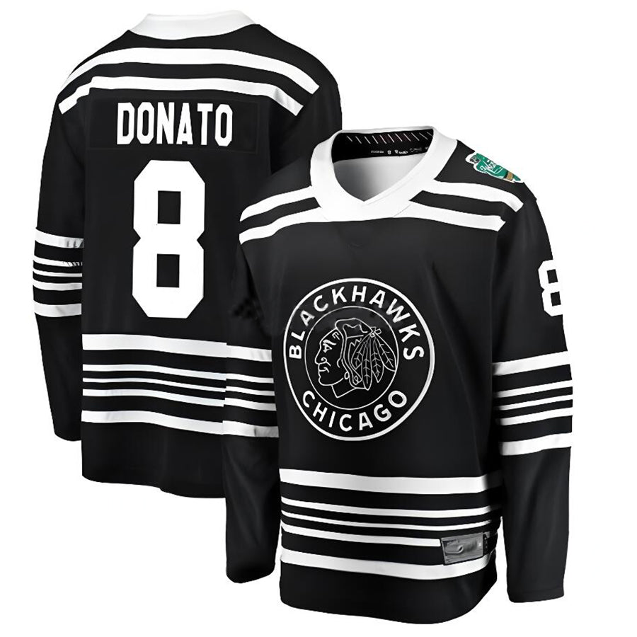 C.Blackhawks #8 Ryan Donato Player Fanatics Classic Replica Black Hockey Jerseys