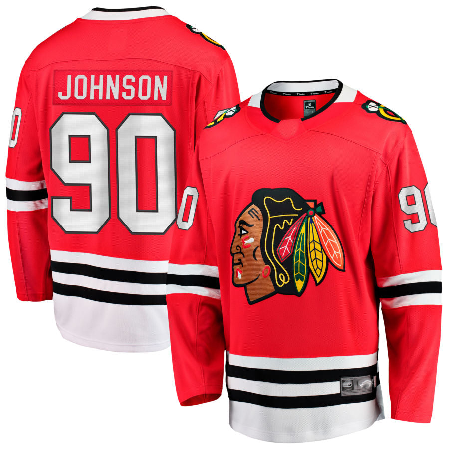 C.Blackhawks #90 Tyler Johnson Player Fanatics Home Breakaway Red Hockey Jerseys