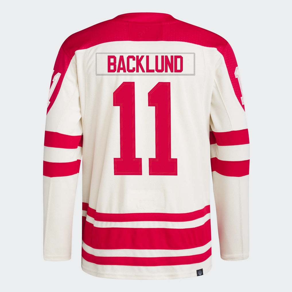 C.Flames #11 Mikael Backlund Player Fanatics White Heritage Classic Hockey Jerseys