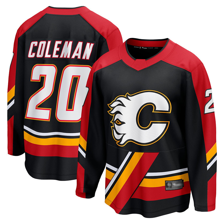 C.Flames #20 Blake Coleman Player Fanatics everse Retro Black Hockey Jerseys