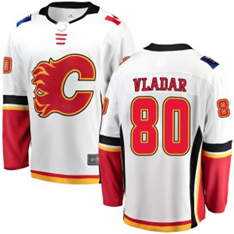 C.Flames #80 Daniel Vladar Player Fanatics Breakaway White Hockey Jerseys