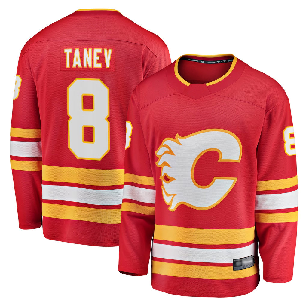C.Flames #8 Christopher Tanev Player Fanatics Red Home Breakaway Hockey Jerseys