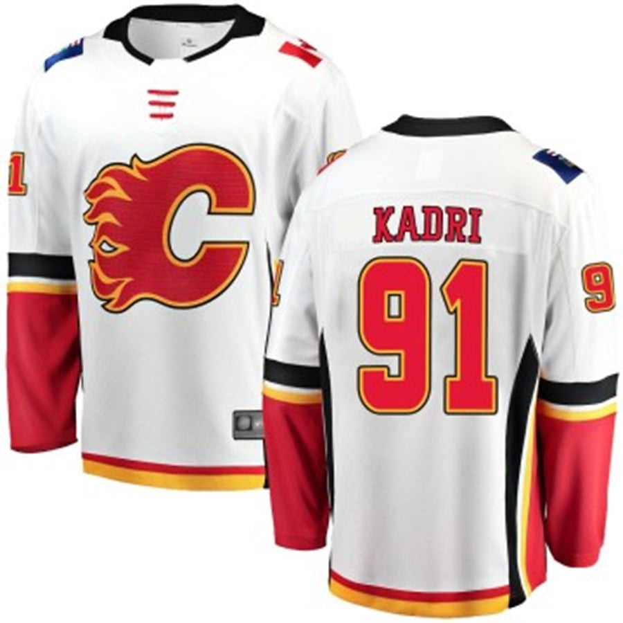 C.Flames #91 Nazem Kadri Player Fanatics Breakaway White Hockey Jerseys