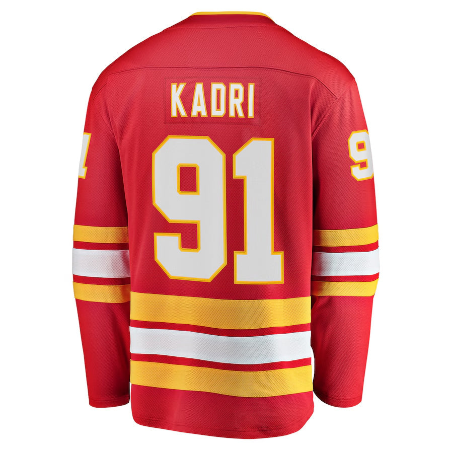 C.Flames #91 Nazem Kadri Player Fanatics Home Breakaway Red Hockey Jerseys