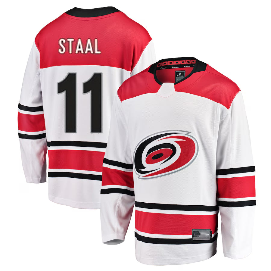 C.Hurricanes #11 Jordan Staal Player Fanatics White Away Breakaway Hockey Jerseys