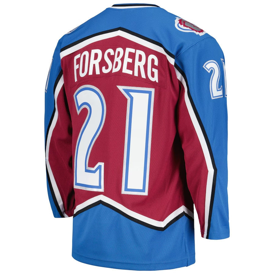 C.Avalanche #21 Peter Forsberg Blue Line Player Jersey - Burgundy American Hockey Jerseys