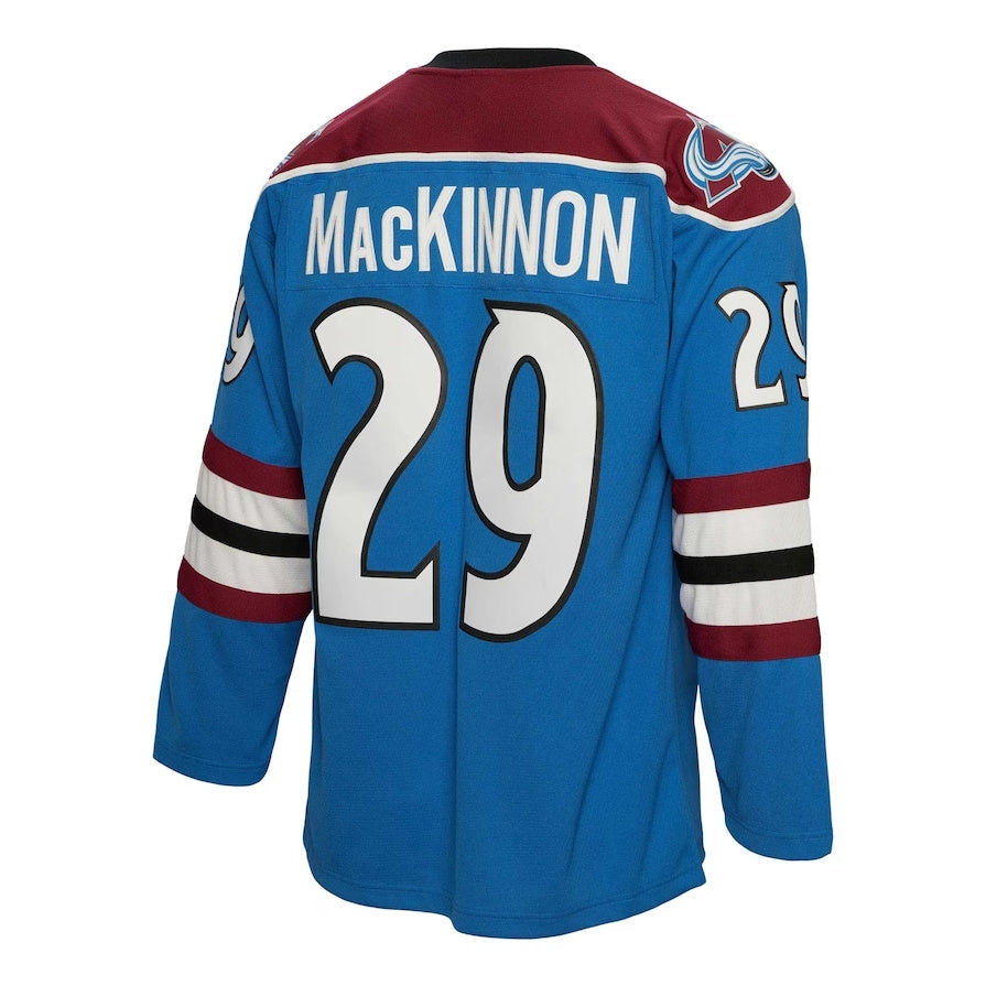 C.Avalanche #29 Nathan MacKinnon Blue Line Player Game Jersey - Blue American Hockey Jerseys