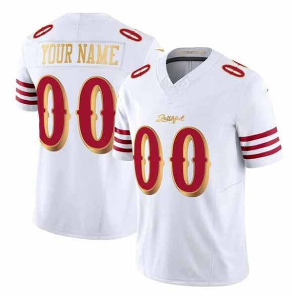 Custom SF.49ers Active Player White Gold 2025 F.U.S.E. Rivalries Vapor Limited Football Stitched Jersey-CustomName