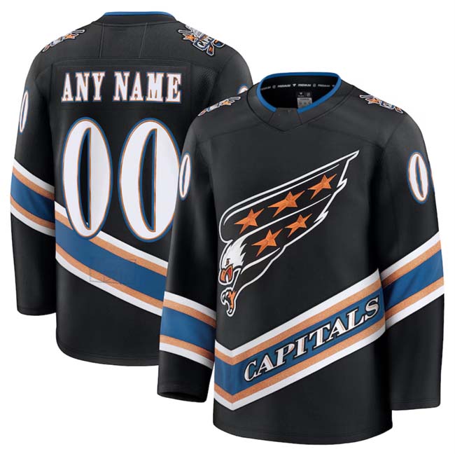 Custom W.Capitals Active Player Jersey Black Alternate Stitched American Hockey Jerseys