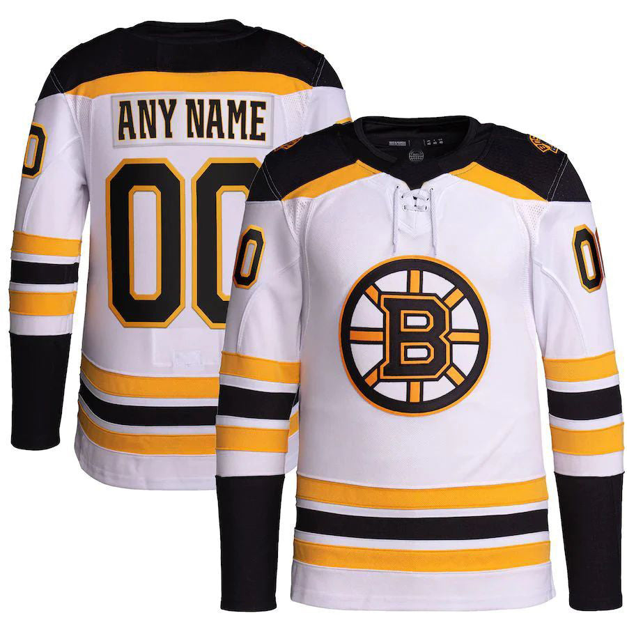 Custom B.Bruins Classic Fanatics Home White Stitched Hockey Jerseys
