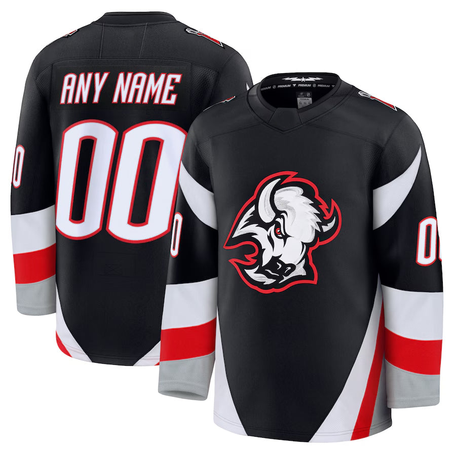 Custom B.Sabres Fanatics Alternate Premium Black Hockey Jerseys