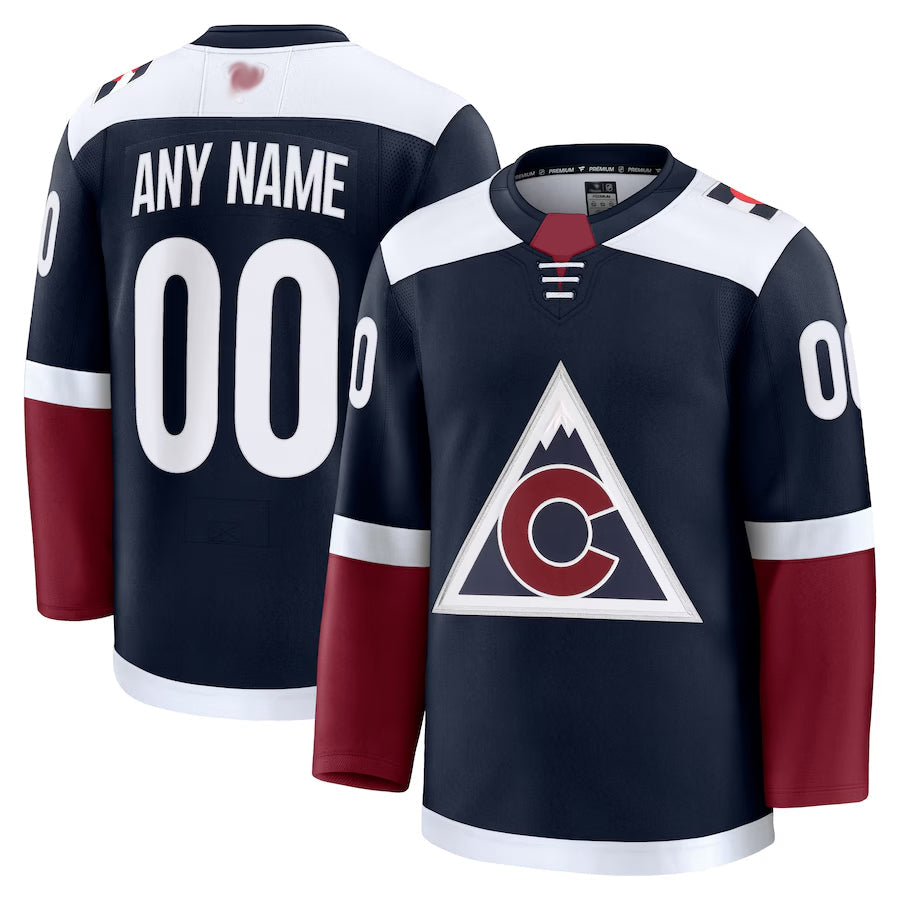 Custom C.Avalanche Fanatics Navy Premium Hockey Jerseys