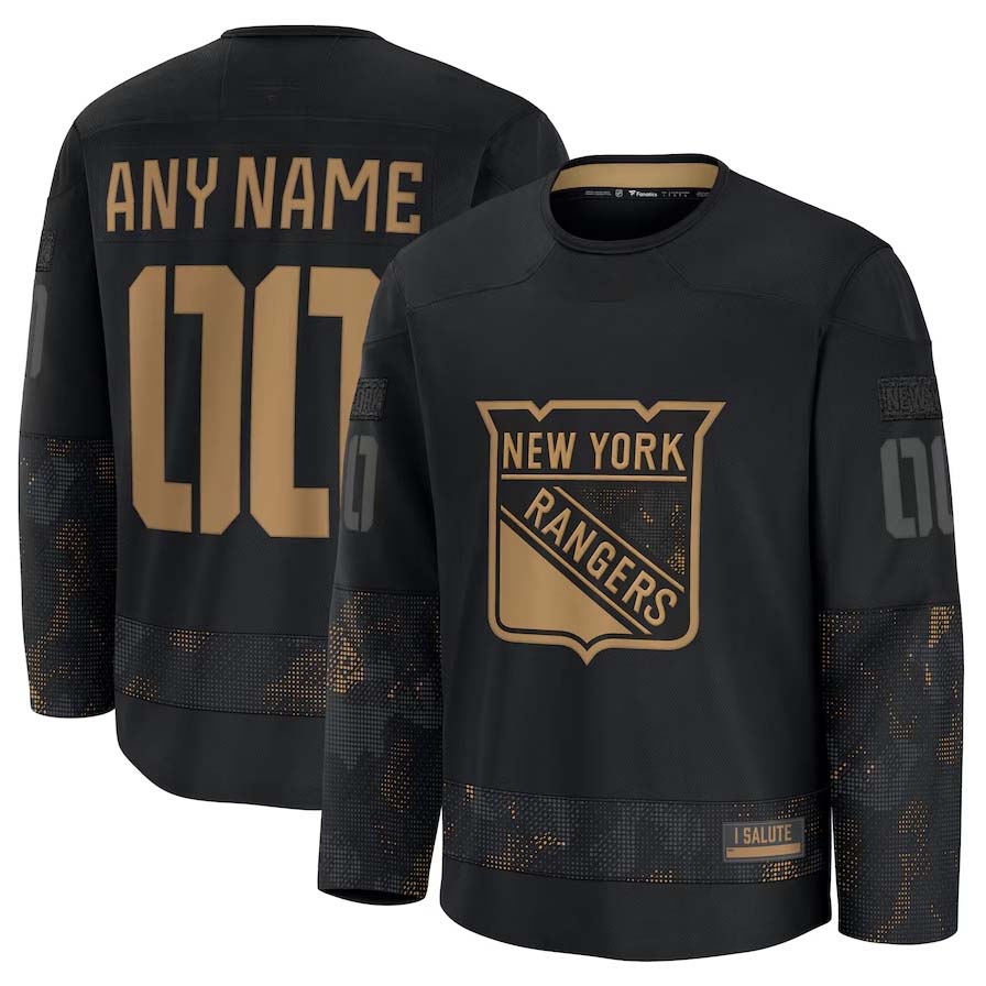 Custom NY.Rangers Fanatics Long Sleeve Game Jersey - Black Stitched American Hockey Jerseys
