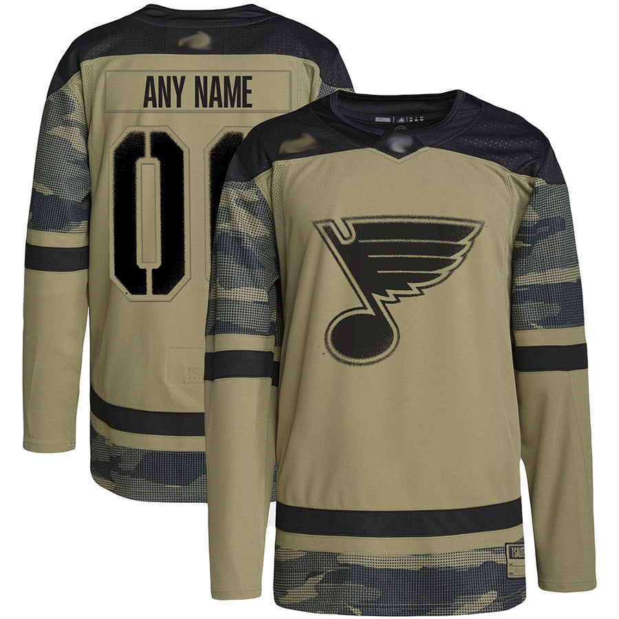 Custom St. L.Blues Fanatics Fanatics Military Appreciation Camo Hockey Jerseys